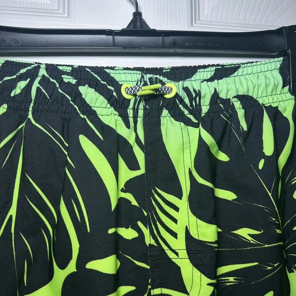 Wonder Nation Swim Shorts Boys 14-16 Multicolor Tropical Leaf Board Trunks Lined